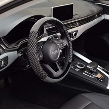 KAFEEK Diamond Steering Wheel Cover with Bling Bling Crystal Rhinestones, Universal 15 inch Anti-Slip, Breathable Ice Silk Black Diamond