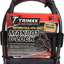 Trimax MAX801 Max Security U-Shackle Lock with 14 mm Shackle and 10 mm x 48' Cable,Black