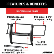 ARIES 2170014 Pro Series Black Steel Grille Guard with Light Bar, Select Ford F-250, F-350, F-450, F-550 Super Duty