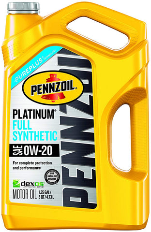 Pennzoil Platinum Full Synthetic Motor Oil 0W-20 - 5 Quart Jug