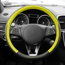 FH Group FH2009 Geometric Chic Genuine Leather Steering Wheel Cover (Yellow) – Universal Fit for Cars Trucks & SUVs