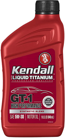 Kendall 1074966 Blend Motor (GT-1 High Performance Synthetic Oil with Liquid Titanium 5W30-1 Quart), 32. Fluid_Ounces