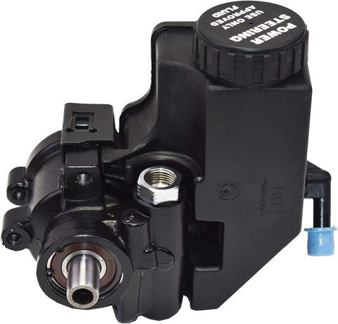 A-Team Performance Power Steering Pump Saginaw TC Series Aluminum Type II with Integral Reservoir Compatible with GM (Black)