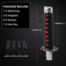 RYANSTAR Katana Shift Knob Samurai Sword Gear Shifter with 4 Adapters Universal Fit for Manual Cars Most Automatic Cars with 4 Adapters Black+Red