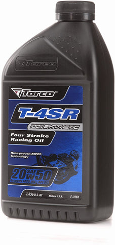Torco T652055CE T-4SR 20w50 4-Stroke Synthetic Racing Oil Bottle - 1 Liter Bottle