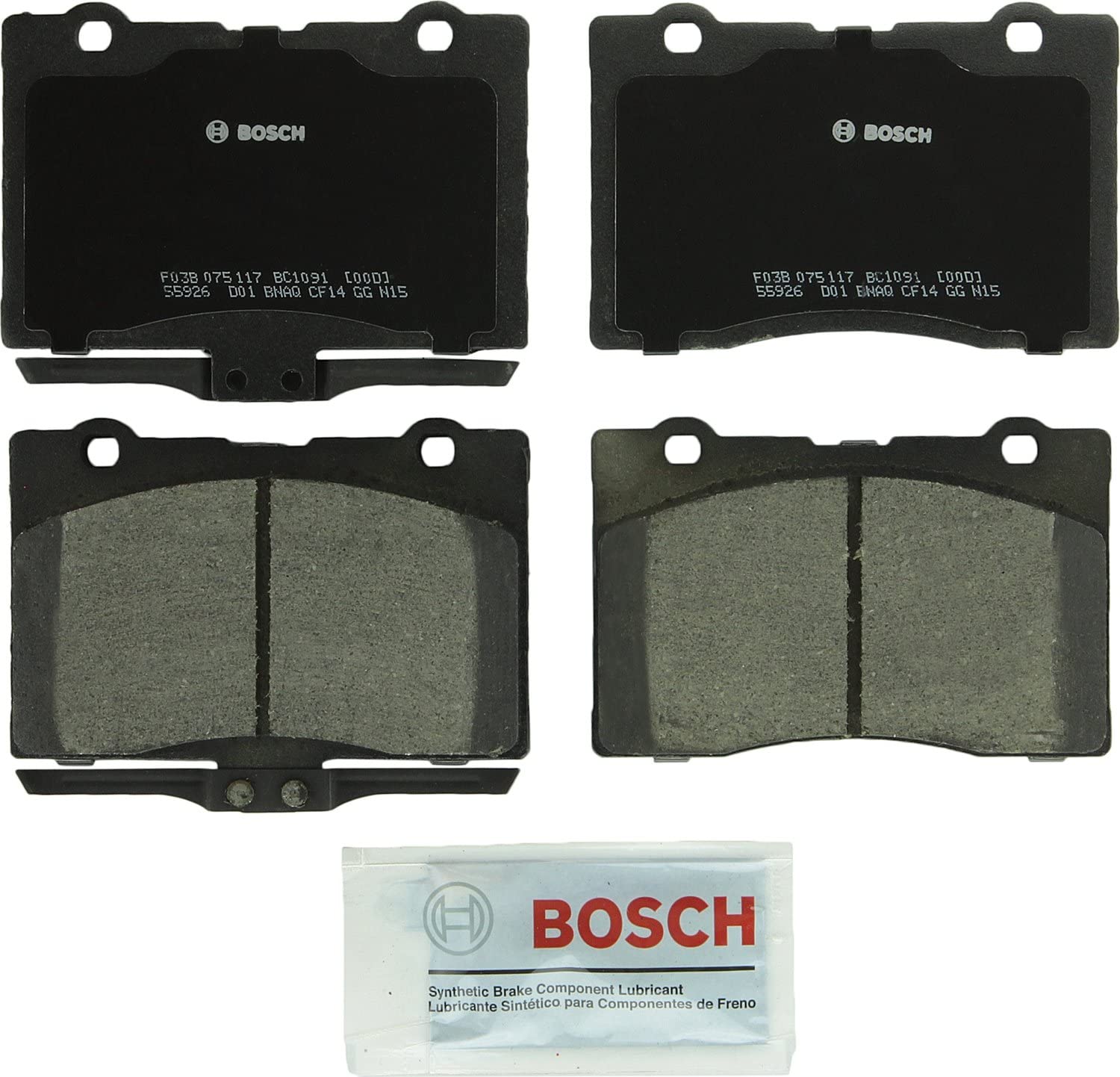 Bosch BC1091 QuietCast Premium Ceramic Disc Brake Pad Set For 2005-2012 Acura RL; Front