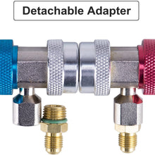 Orion Motor Tech Adjustable R134A Adapter Fittings Quick Coupler High Low AC Freon Manifold Gauge Hose Conversion kit, 1/4" SAE HVAC