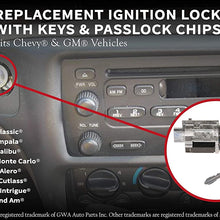 Ignition Lock Cylinder with Keys and Passlock Chip - Starter Switch - Replaces D1493F, 12458191, 25832354, 15822350, US286l, 924-719 - Fits Chevy Malibu, Impala, Monte Carlo, Pontiac Grand Am, Alero