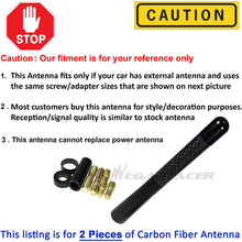 2X Polished Black 4.9" in / 124 mm 100% Carbon Fiber Screw Type Short Aluminum Antenna Replace Sport Auto Car SUV AM/FM Stubby Antenna