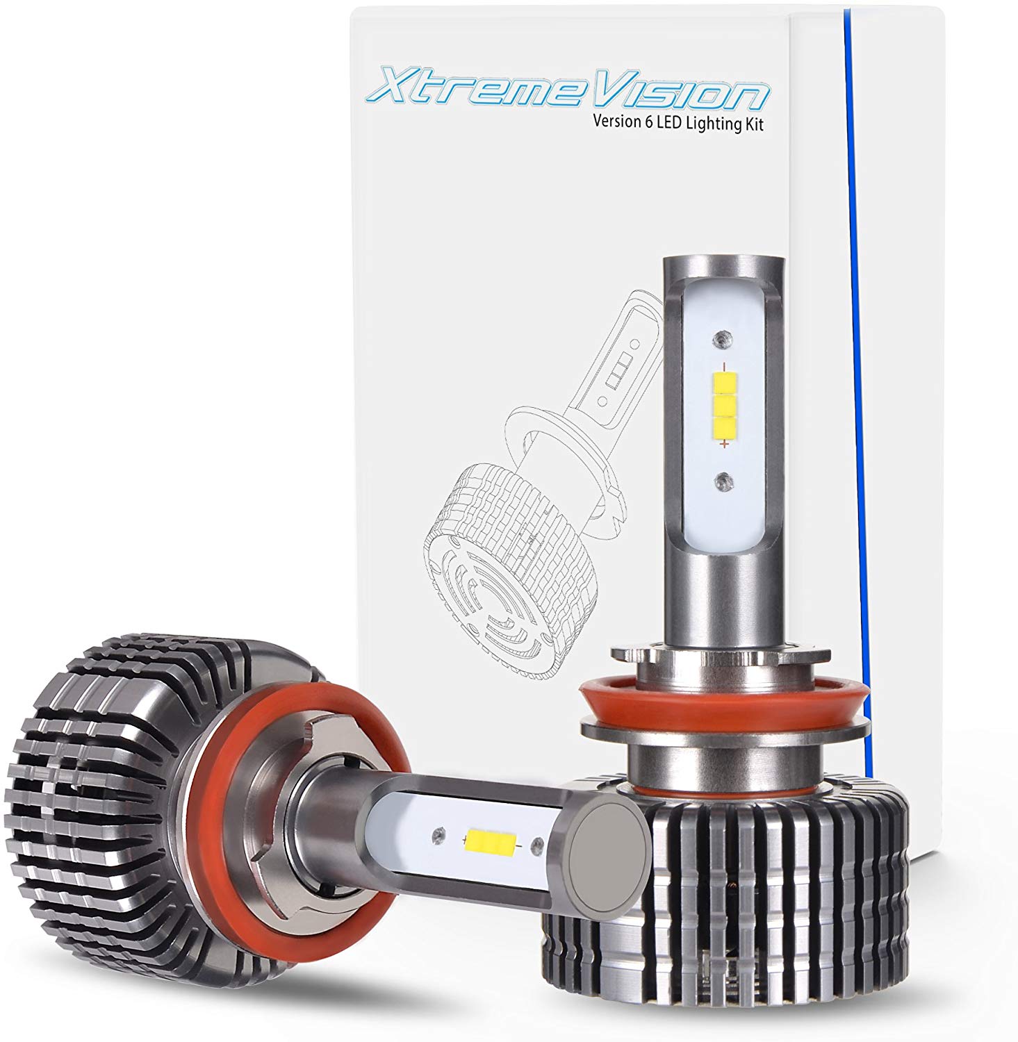 XtremeVision V6 56W 6,000LM LED Bulb - H11 LED Headlight Kit - 6500K Seoul Y22 High Flux LED Chip - 2019 Model