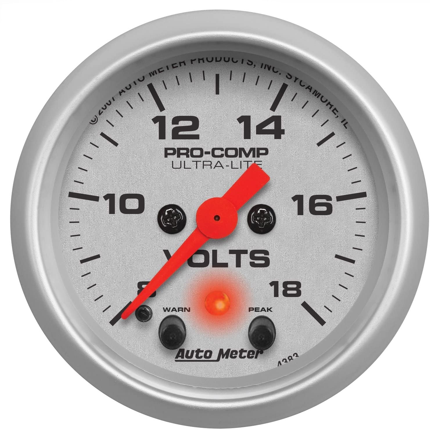 Auto Meter 4383 Ultra-Lite Electric Voltmeter Gauge,2.3125 in.