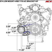 ICT Billet LS Camaro - Low Mount 4-Rib Air Conditioning Compressor Bracket for Sanden 7176 SD7 Compressor Compatible with LS1 LS6 LS2 LSX 551137-LS74-2