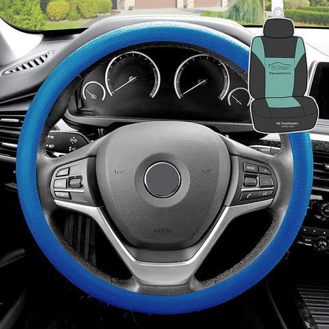 FH Group FH3001 Snake Pattern Silicone Steering Wheel Cover (Blue) with Gift – Universal Fit for Cars Trucks & SUVs