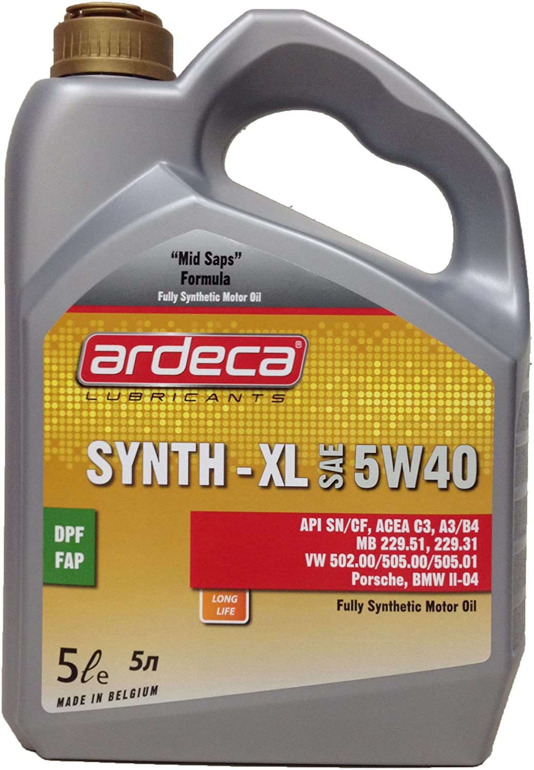 Ardeca Mercedes Benz MB229.51 Approved Synth-XL 5w-40 Fully Synthetic Motor Oil 5 Liters