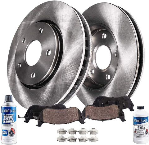 Detroit Axle - 300mm Rear Disc Brake Rotors Ceramic Pads w/Hardware for 2007-2011 Mercedes-Benz CLS550 - [2003-2005 E320] - 2006-2012 E350 - [2003-2006 E500] - 2007-2009 E550 - See Fitment