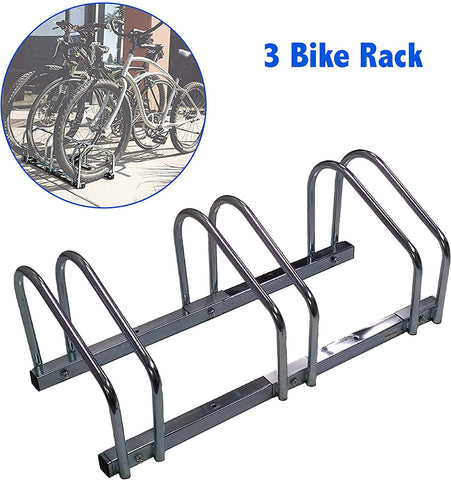 EasyGo Floor Stationary Triple Bike Wheel Rack, Indoor – Outdoor Bike Stand