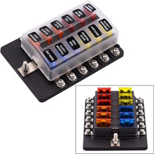 Automotive 1 in 6-Way PC Waterproof Fuse Box Holder 5A 10A 15A 20A Fuses Spade for Cars, SUV, RV, Buses, Yachts, Boats, etc. (blackA1)