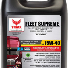 Triax Full Synthetic 15W-40 Fleet Supreme API CK-4 / CJ-4 - Friction Modified/Optimized with Moly & Boron, Extreme Durability & Performance (1 Gallon (case of 4))