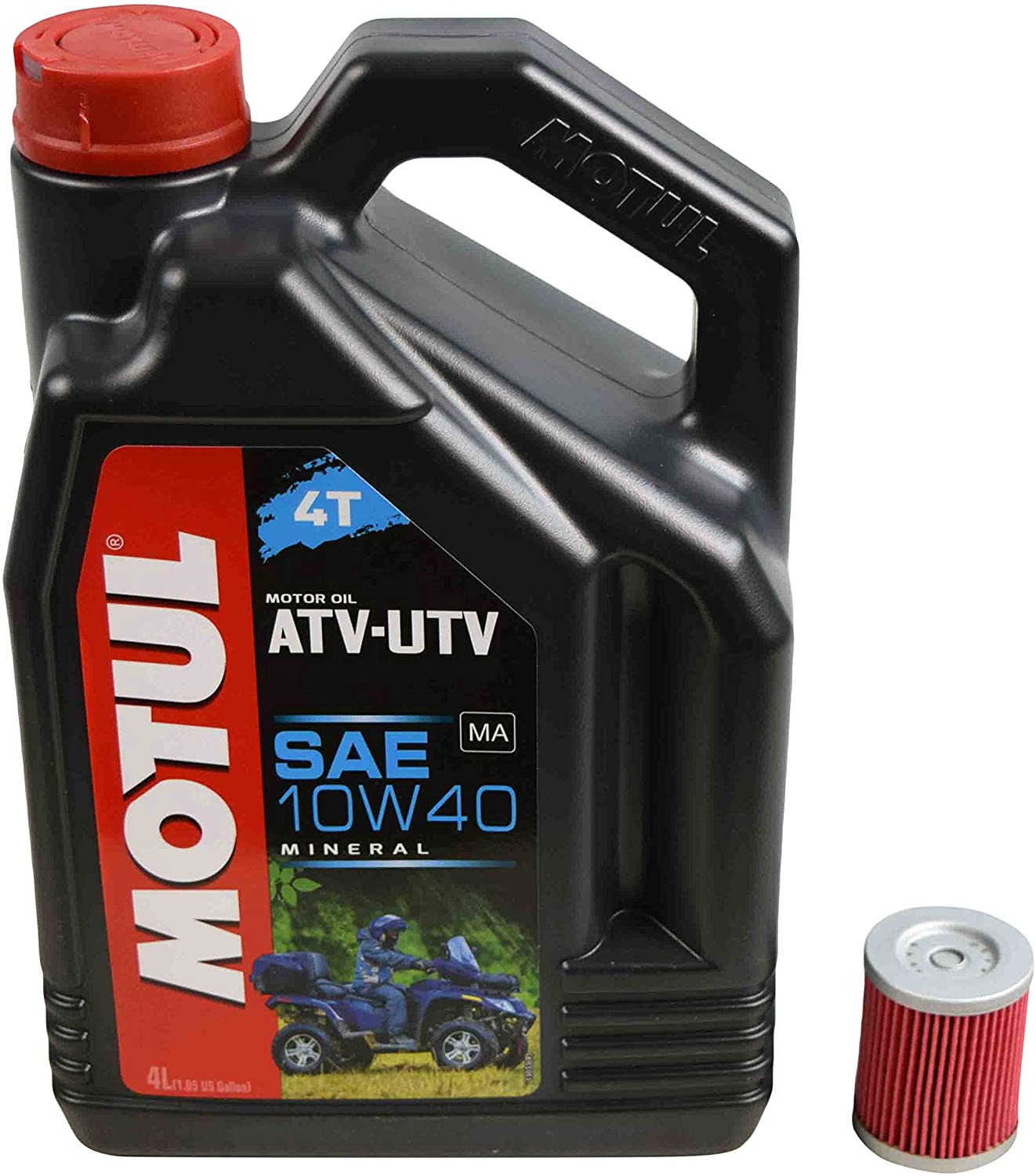 Motul Suzuki LTF300 King Quad Mineral Engine Oil Change Kit 10W-40 4 Liters w Performance Oil Filter