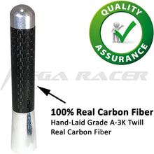 1 Pc JDM Style Polished Silver 3" in / 76 mm Real Carbon Fiber Screw Type Short Stubby Antenna Sport Auto Car SUV AM/FM
