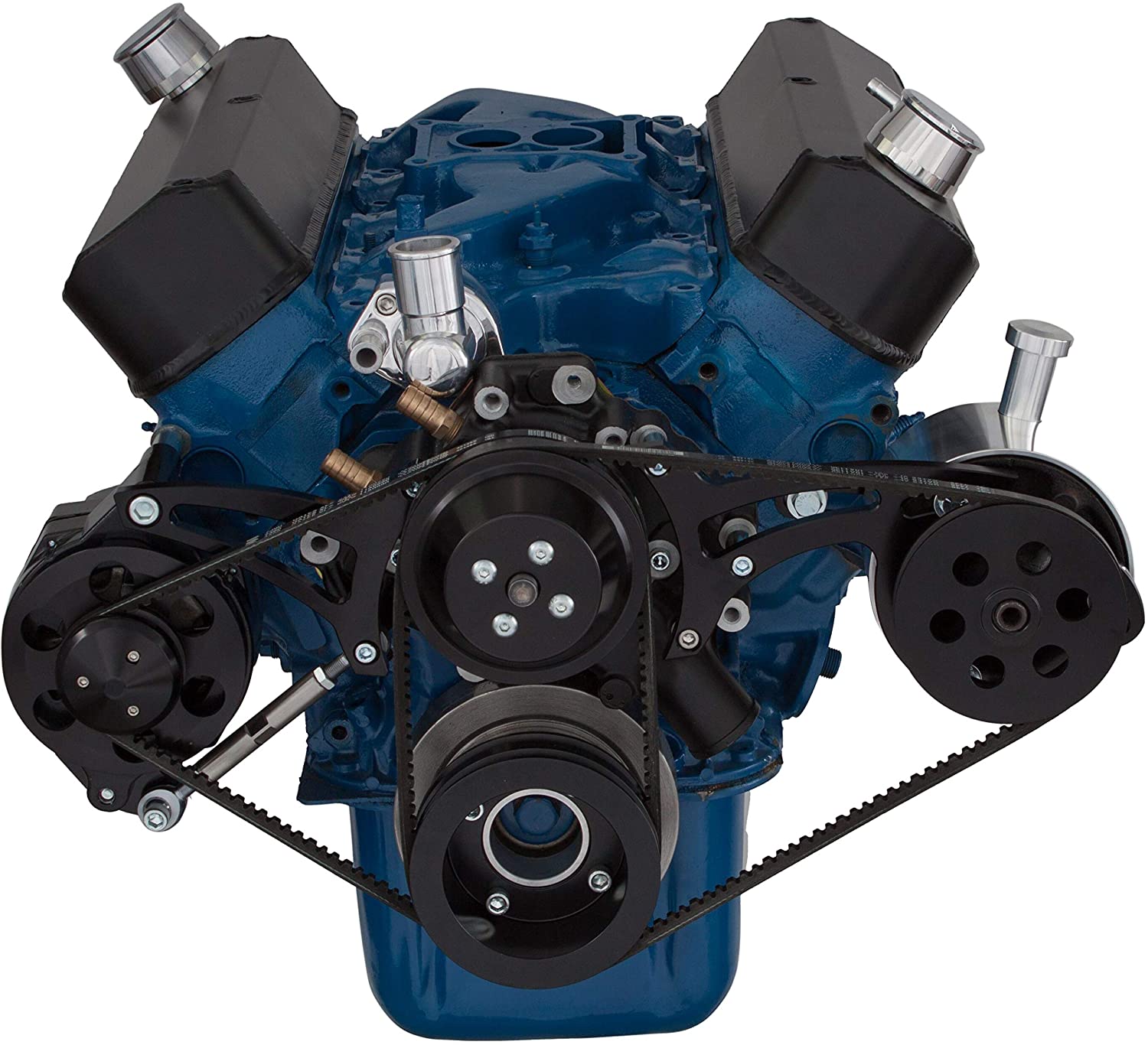 Black V-Belt System Compatible with Small Block Ford 289 302- Alternator and Ford Style Power Steering Pump