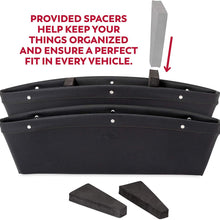 2 in 1 Car Seat Gap Organizer | Universal Fit | Storage Pockets Adjust | 2 Set Car Seat Crevice Storage Box | Helps Reduce Distracted Driving & Holds Phone Money Cards Keys Remote | Black Stitching