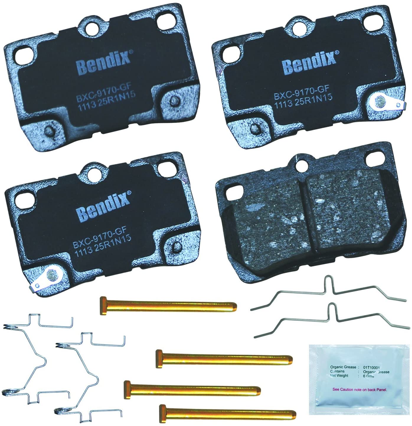 Bendix Premium Copper Free CFC1113 Ceramic Brake Pad (with Installation Hardware Rear)