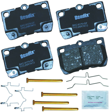 Bendix Premium Copper Free CFC1113 Ceramic Brake Pad (with Installation Hardware Rear)