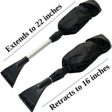 Roe & Moe Snow & Ice Scraper for Cars & Trucks w/Extend. Telescoping Feature & Waterproof Glove - Mitts Have Water repelling Outer Cover & Plush Inner Fabric to Keep Your Hands Dry, Warm and Cozy (2)