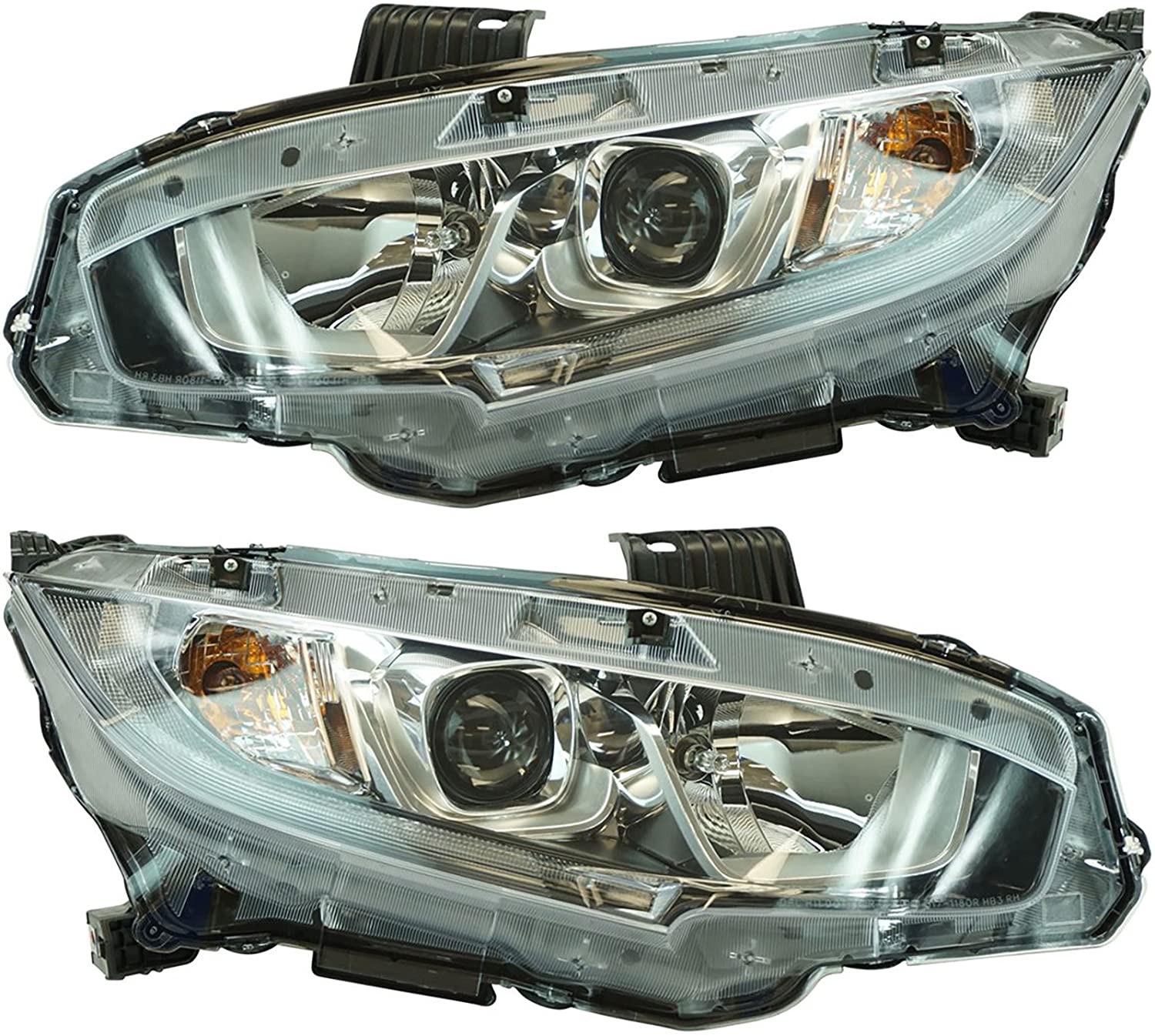 Halogen Headlight Lamp LF RF Set of 2 Pair for Honda Civic Brand