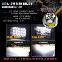TURBOSII DOT Approved 4X6 LED Headlight Assemblies Hi/Lo Sealed Beam Replace H4651 H4656 Bulb Headlamps for KW Kenworth T600 W900 T800 Truck Peterbilt 379 Chevy S10 Blazer RV Freightliner Semi 4PCS