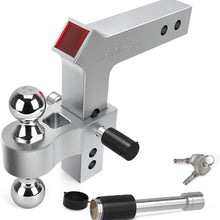 oEdRo Adjustable Trailer Hitch Ball Mount/Forged Aluminum Shank, 2" Receiver/6" Drop 2" & 2-5/16" Combo Tow Balls w/Double Pin Key Locks, 12500 lbs, Anodized Black