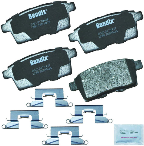 Bendix CFC1259 Premium Copper Free Ceramic Brake Pad (with Installation Hardware Rear)