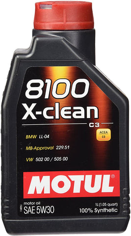 Motul (2785) 8100 X-Clean 5W-30 Synthetic Engine Oil, 1 Liter