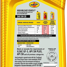 Pennzoil High Mileage Motor Oil 5W-20 –1 Quart (Pack of 6)