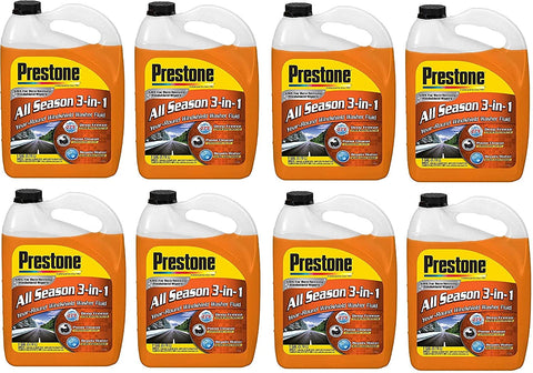 Prestone AS658 Deluxe 3-in-1 Windshield Washer Fluid, 1 Gallon (1 Gallon (Pack of 8))