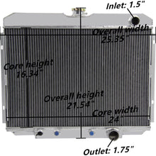 Primecooling 56MM 3 Row Core Aluminum Radiator for Fairlane Ranchero Mustang XR-7, Cougar V8 1967-70 (24" Core Wide)