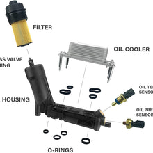 Engine Oil Cooler Assembly | V6 3.6L | 5184294AE for 2011-2013 Dodge Chrysler Jeep | Housing, Filter, Gaskets, Sensors, Bypass Valve & Spring