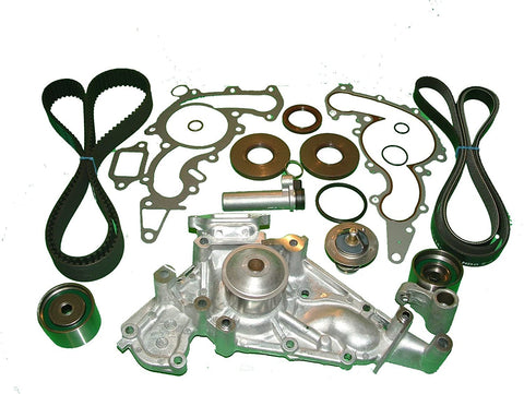 TBK Timing Belt Kit Replacement for Toyota Tundra 2000 to 2006 4.7L V8 Water Pump Drive Belt Camshaft seals Crankshaft seal tensioner roller idler hydraulic adjuster thermostat and gasket