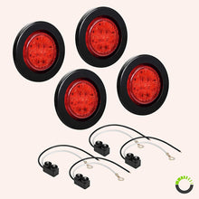 4pc 2.5" Red Round Trailer LED Marker Lights [DOT Approved] [Reflector Lens][13 LED] [Grommet] [Flush-Mount] [Waterproof IP67] Marker Lights for Trailer Truck