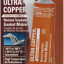 Permatex 81878 Ultra Copper Maximum Temperature RTV Silicone Gasket Maker, 3 oz. Tube