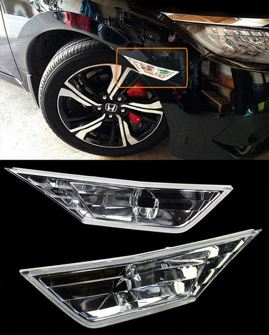 Fits for 2016-2020 10th Honda Civic RS Style JDM Clear Lens Fender Bumper Side Marker Lamps Light