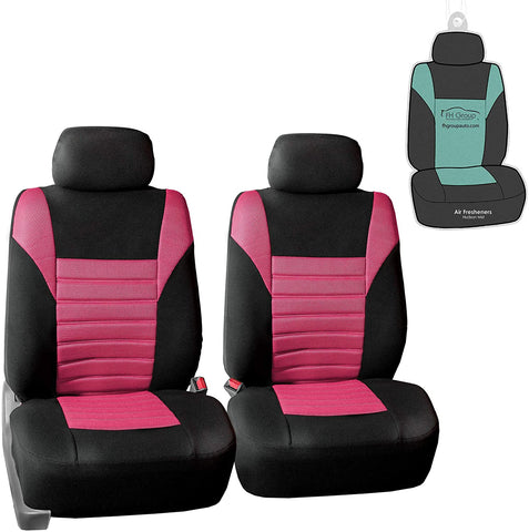 TLH Premium 3D Air Mesh Seat Covers Front Set, Airbag Compatible, Burgundy Color w/Air Freshener