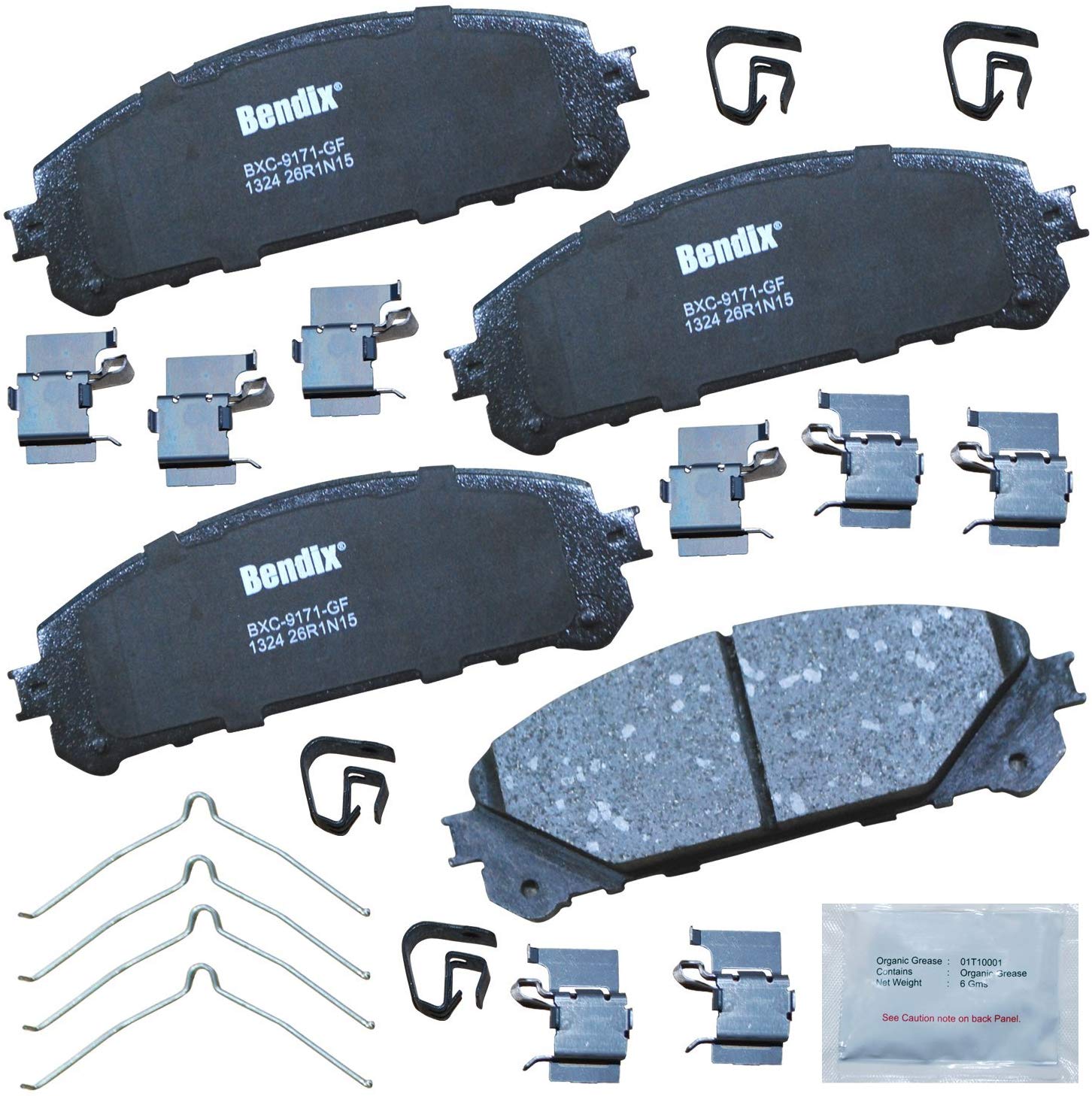 Bendix CFC1324 Premium Copper Free Ceramic Brake Pad (with Installation Hardware Front)