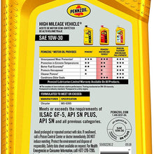 Pennzoil High Mileage Motor Oil 10W-30 – 1 Quart (Pack of 6)