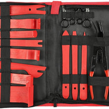 19Pcs Auto Audio Trim Removal Tool Set & Clip Plier Upholstery Fastener Remover Nylon Dash Door Panel Stereo Tool Kits - Red