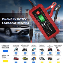 Adakiit 6/12V 4A Smart Battery Charger/Maintainer Fully Automatic 8-Stages Trickle Charger for Automotive Car Motorcycle Lawn Mower Marine Boat RV ATV Sealed Lead Acid Battery