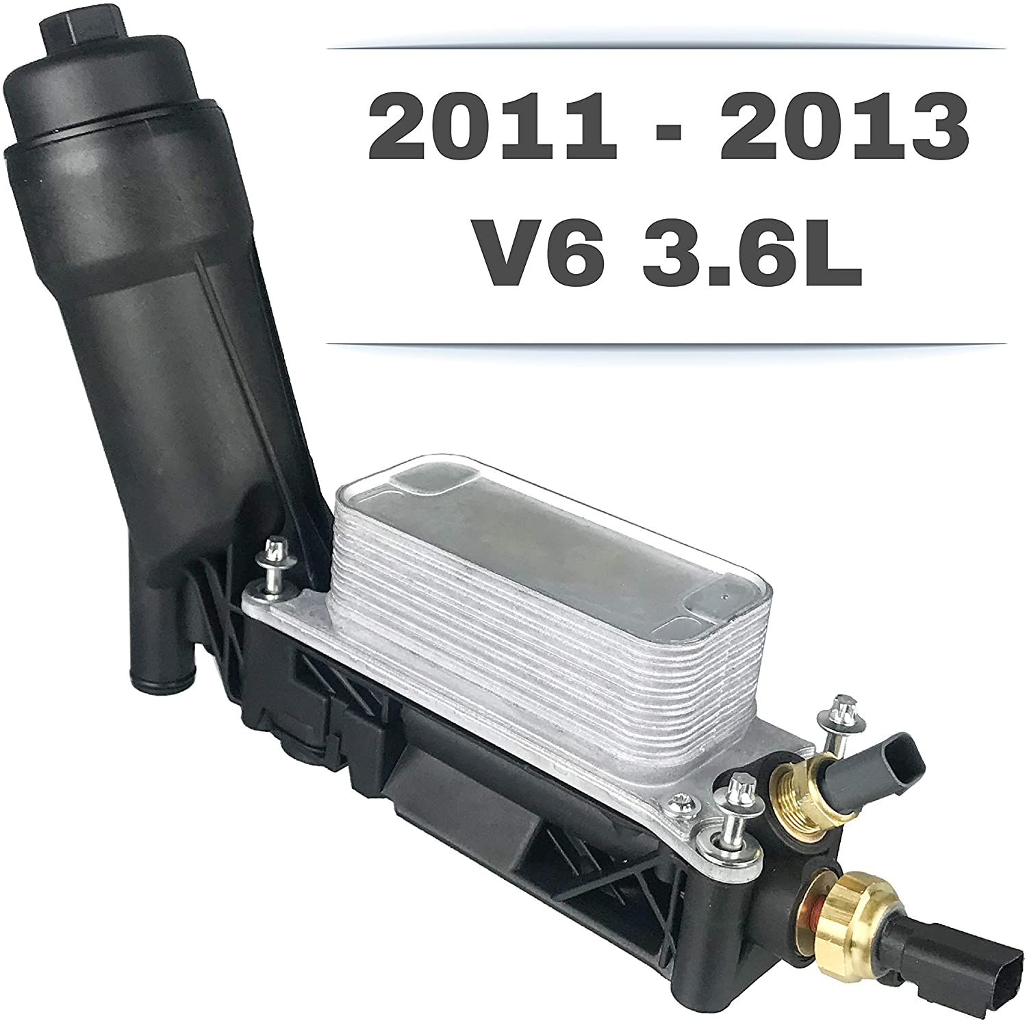 Engine Oil Cooler Assembly | V6 3.6L | 5184294AE for 2011-2013 Dodge Chrysler Jeep | Housing, Filter, Gaskets, Sensors, Bypass Valve & Spring