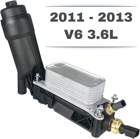 Engine Oil Cooler Assembly | V6 3.6L | 5184294AE for 2011-2013 Dodge Chrysler Jeep | Housing, Filter, Gaskets, Sensors, Bypass Valve & Spring