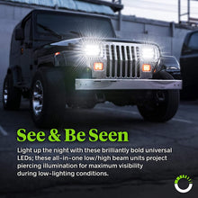 7x6 5x7 LED Headlights H6054 H5054 [Black Finish] [45W] [H4 Plug & Play] [Low/High Beam: 6/15 LEDs] - H6054LL 69822 6052 6053 Head Light for Jeep Wrangler YJ Cherokee XJ